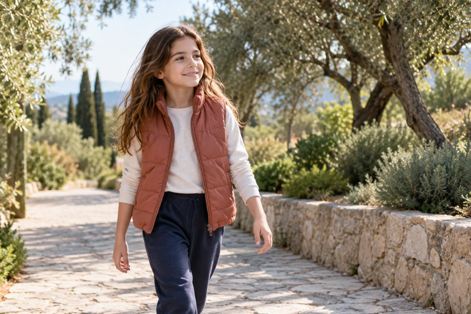 Autumn park stroll in terracotta layers