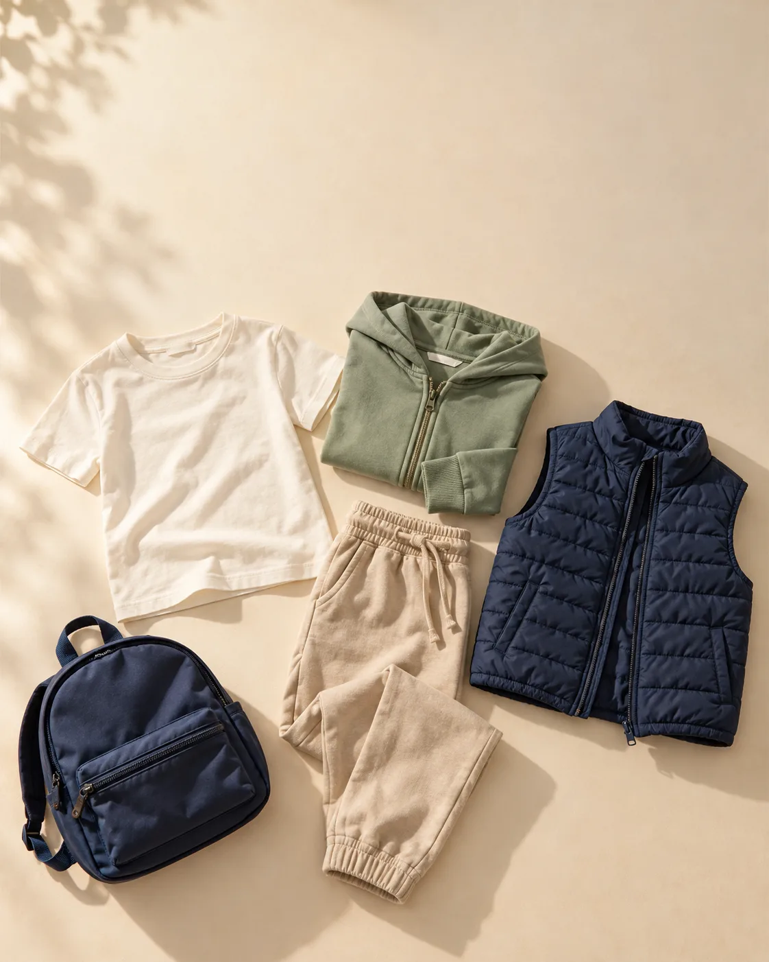 Autumn school layers, neatly arranged