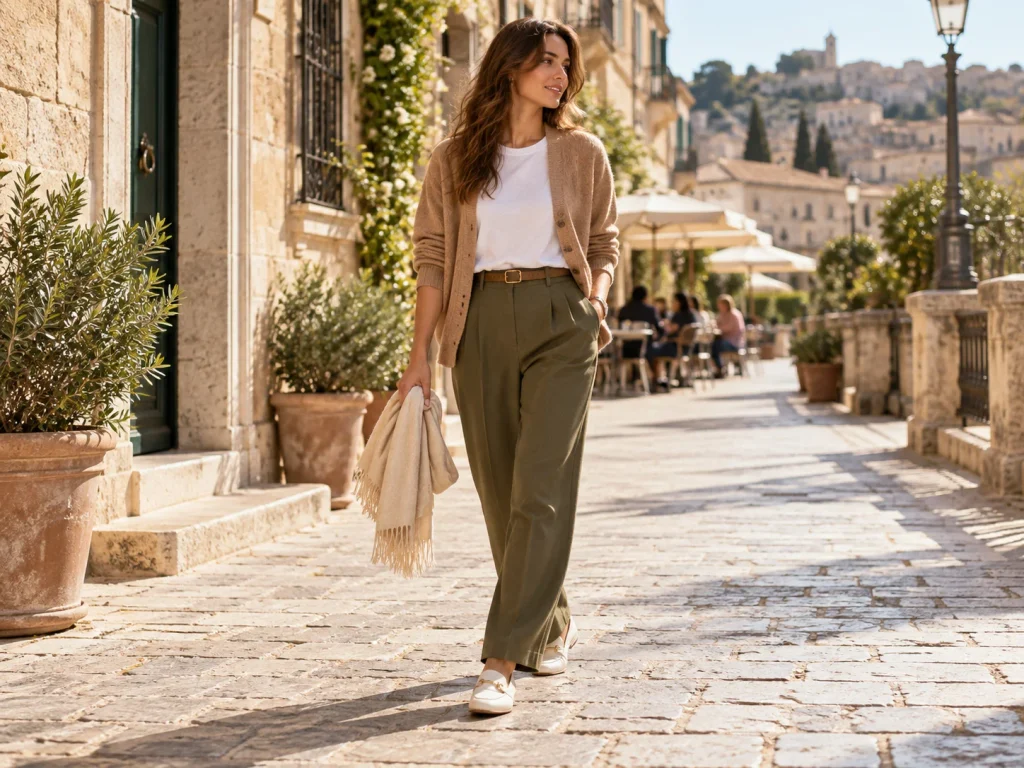 Sunlit European street elegance